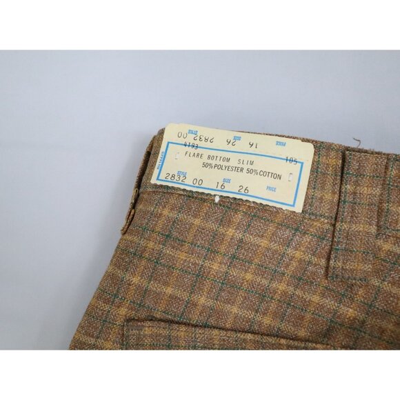Lot 2‎ New Vintage Flare Leg Pants Boys Sz 16 26x28 Deadstock 70s USA Made Plaid - Picture 4 of 10
